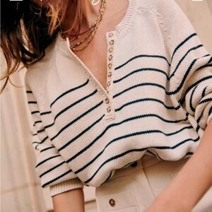 Sezane LÉONTINE JUMPER blue/ecru stripe size small